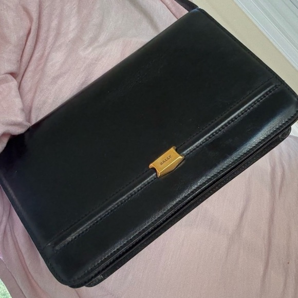 Bally Vintage crossbody shoulder bag clutch kiss lock structured leather - Picture 2 of 16